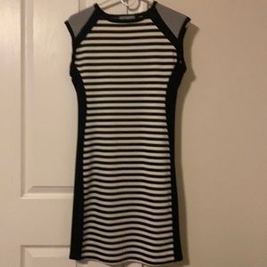 Loveappella Black and White Striped Dress